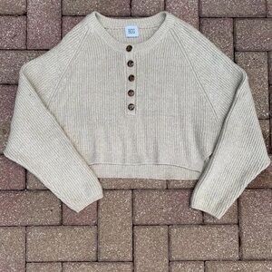 BDG Cream Button-Up Sweater